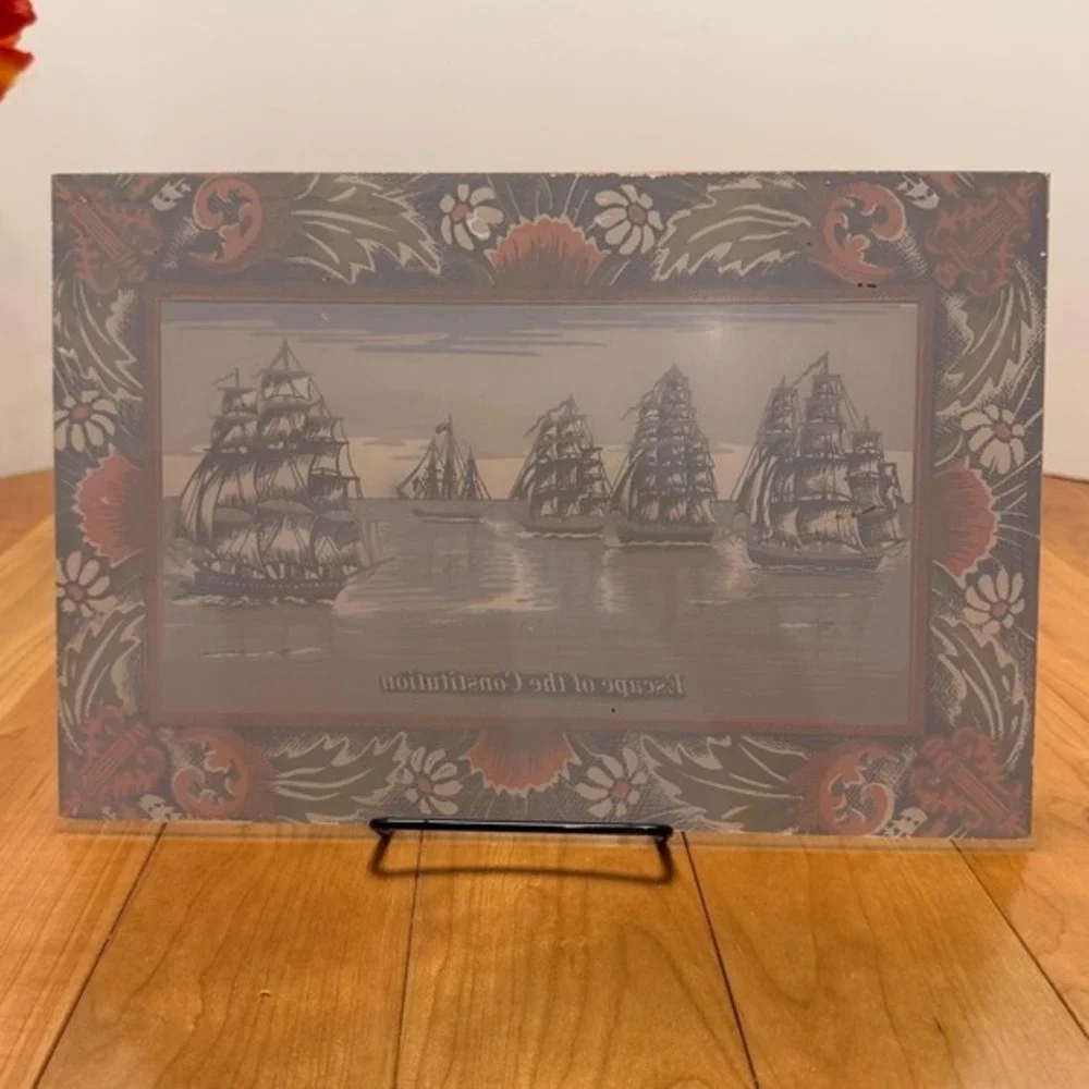 PAIR Vintage Reverse Painted Clock Glass – Escape of the Constitution